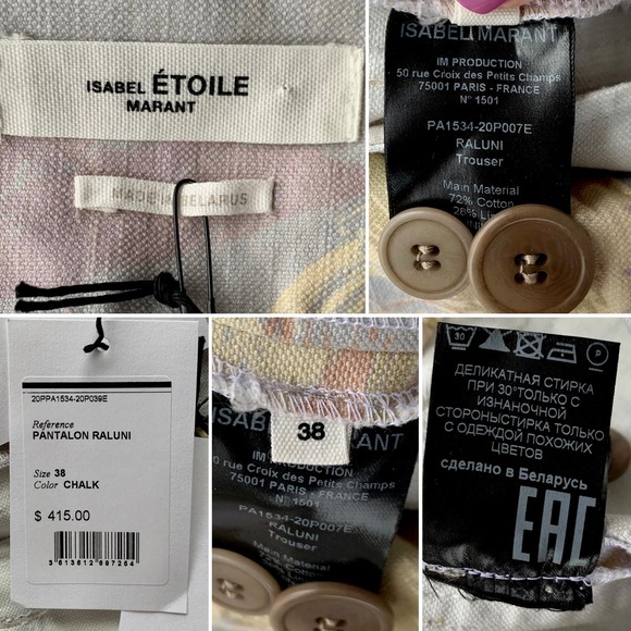 Isabel Marant Etoile Raluni High Rise Cropped Pants in Chalk Size Medium - Picture 11 of 12